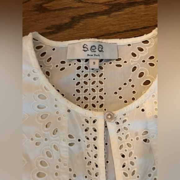 Sea New York Lainey long sleeve embroidered lace eyelet blouse - Picture 4 of 8